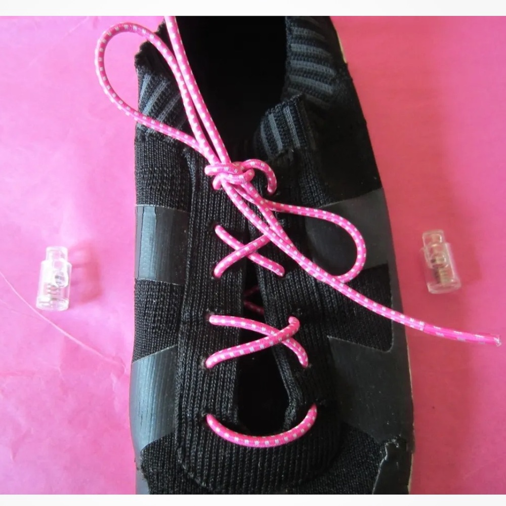 ASICS 33" PINK RUNNING SHOE LACES WITH CLEAR LACE LOCKS NEW CAN WEAR W ANY SHOE!